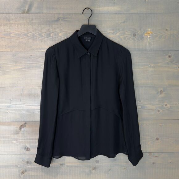 Theory Long Sleeve Silk Button Up Shirt Women's Small - Picture 1 of 3